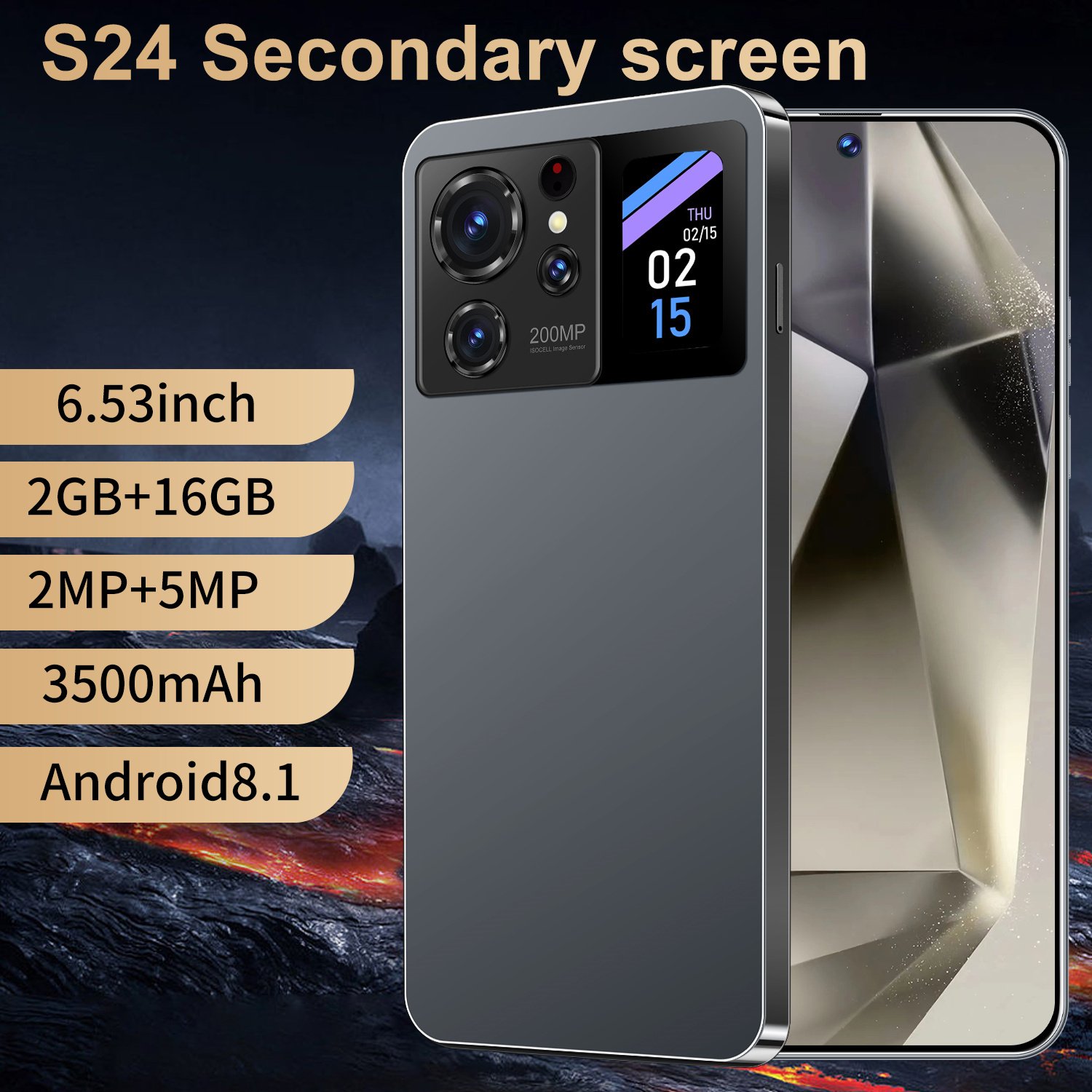 Gooba Original S24 Ultra 3G 6.5 inch Smartphone Full Screen Phone with Secondary Screen, Stylus